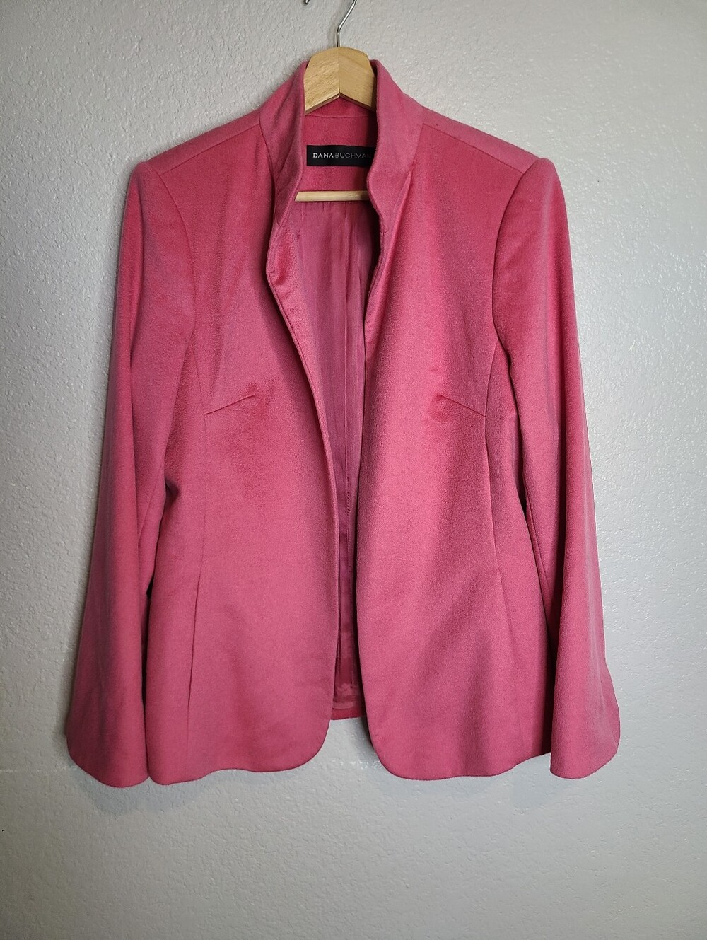 Dana Buchman 100% Cashmere  Pink Tailored Open-Front Blazer Jacket Size 8